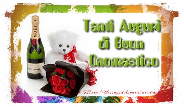 Tanti Auguri di Buon Onomastico - Cartoline onomastico con champagne