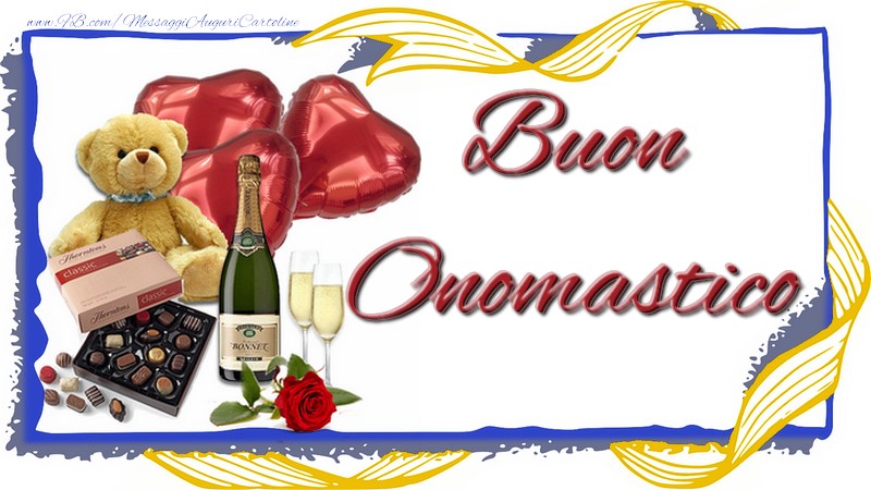 Buon Onomastico - Cartoline onomastico con champagne