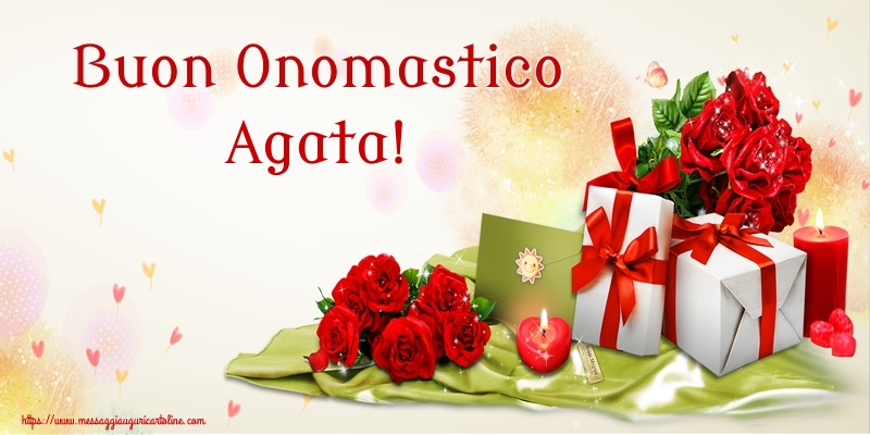 Buon Onomastico Agata! - Cartoline onomastico con fiori