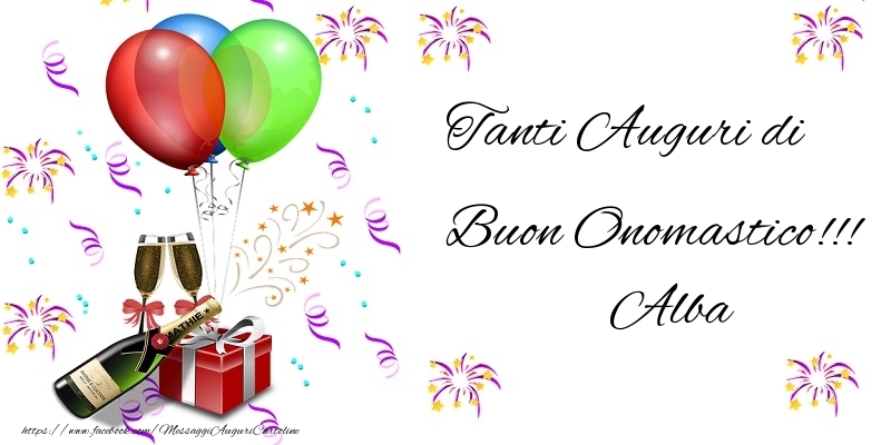 Tanti Auguri di Buon Onomastico!!! Alba - Cartoline onomastico con regalo