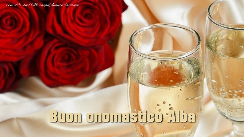 Buon onomastico Alba - Cartoline onomastico con rose