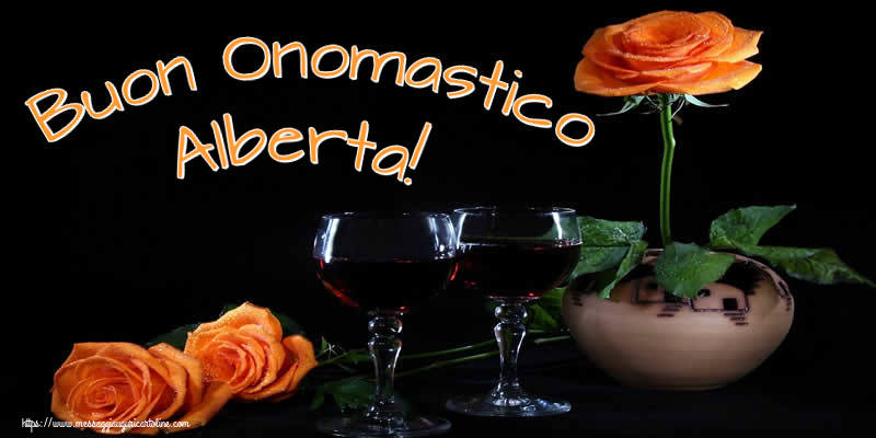 Buon Onomastico Alberta! - Cartoline onomastico con champagne