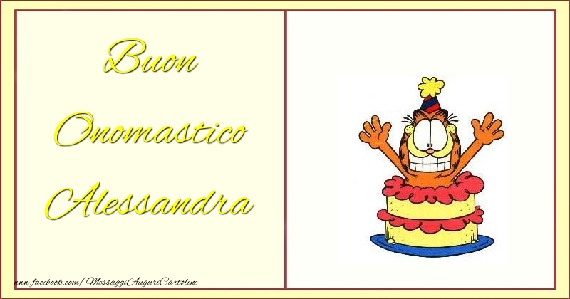 Buon Onomastico Alessandra - Cartoline onomastico con torta