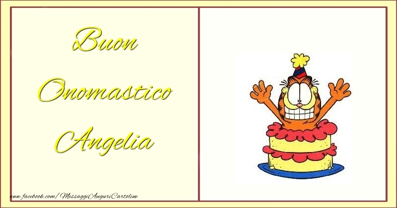 Buon Onomastico Angelia - Cartoline onomastico con torta