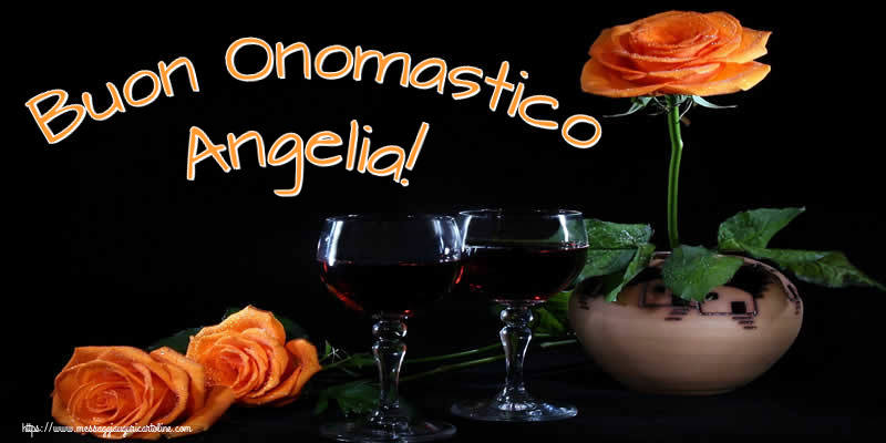 Buon Onomastico Angelia! - Cartoline onomastico con champagne