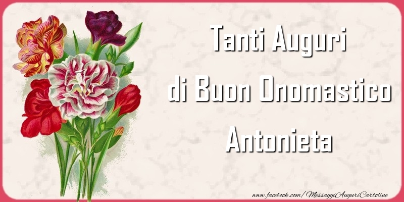 Tanti Auguri di Buon Onomastico Antonieta - Cartoline onomastico con mazzo di fiori