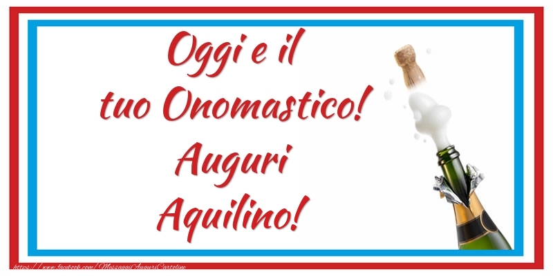 Oggi e il tuo Onomastico! Auguri Aquilino! - Cartoline onomastico con champagne