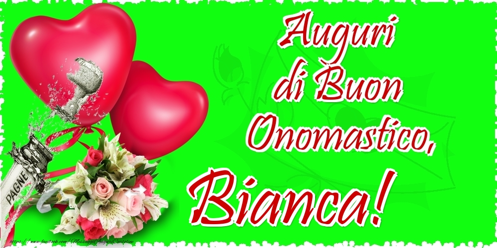 Auguri di Buon Onomastico, Bianca - Cartoline onomastico con il cuore