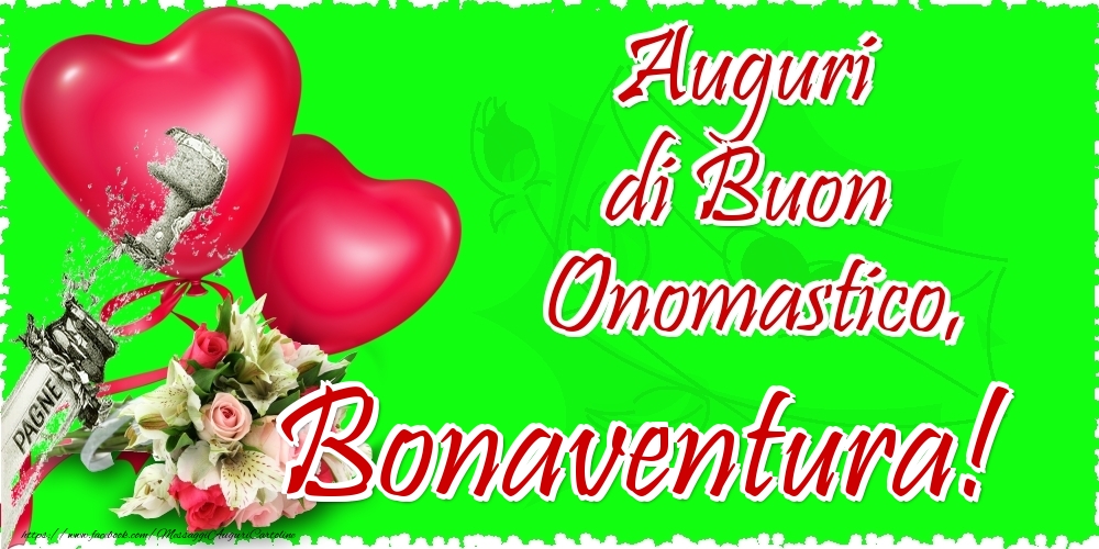 Auguri di Buon Onomastico, Bonaventura - Cartoline onomastico con il cuore