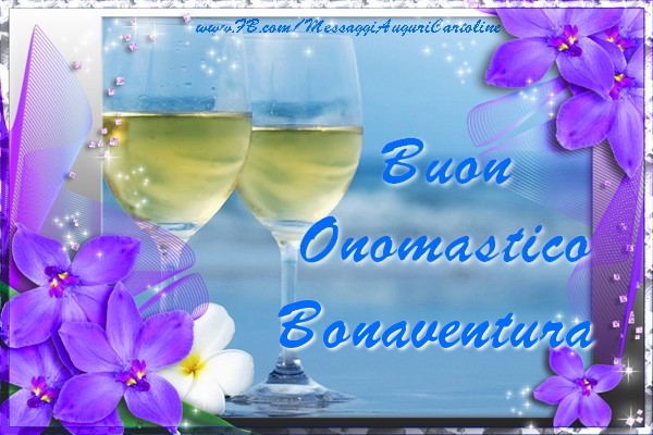 Buon Onomastico Bonaventura - Cartoline onomastico con champagne