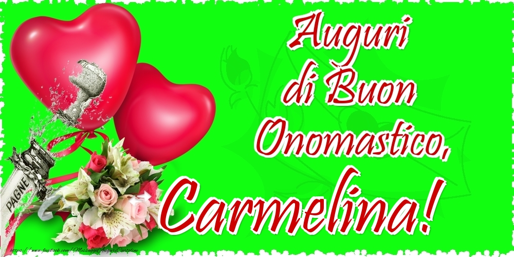 Auguri di Buon Onomastico, Carmelina - Cartoline onomastico con il cuore