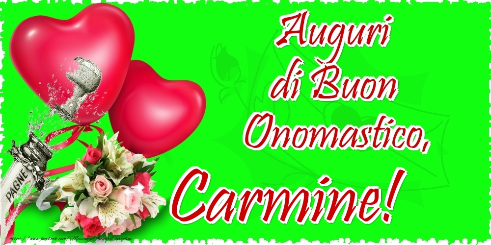 Auguri di Buon Onomastico, Carmine - Cartoline onomastico con il cuore