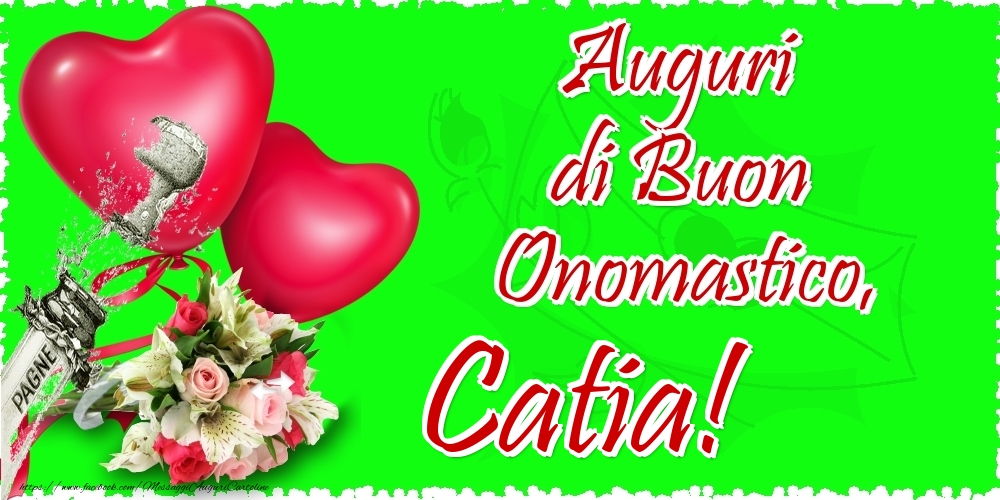 Auguri di Buon Onomastico, Catia - Cartoline onomastico con il cuore