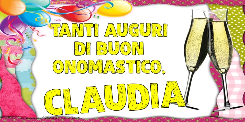 Tanti Auguri di Buon Onomastico, Claudia - Cartoline onomastico con palloncini