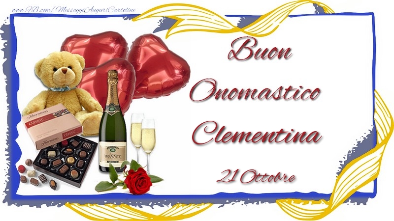 Buon Onomastico Clementina! 21 Ottobre - Cartoline onomastico