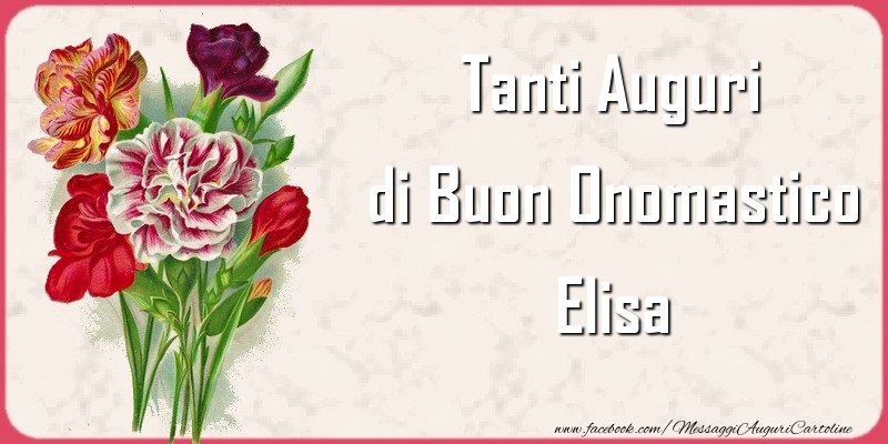 Tanti Auguri di Buon Onomastico Elisa - Cartoline onomastico con mazzo di fiori