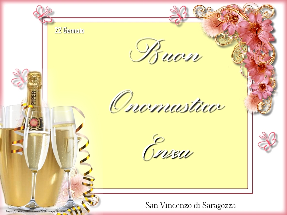 San Vincenzo di Saragozza Buon Onomastico, Enza! 22 Gennaio - Cartoline onomastico