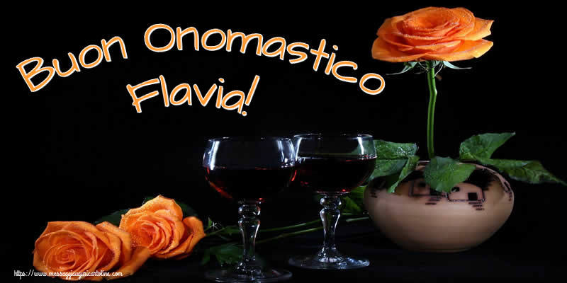 Buon Onomastico Flavia! - Cartoline onomastico con champagne