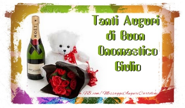 Tanti Auguri di Buon Onomastico Giulio - Cartoline onomastico con animali