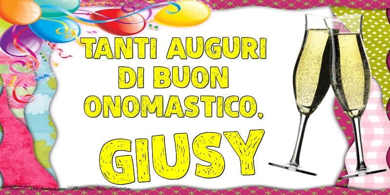 Tanti Auguri di Buon Onomastico, Giusy - Cartoline onomastico con palloncini