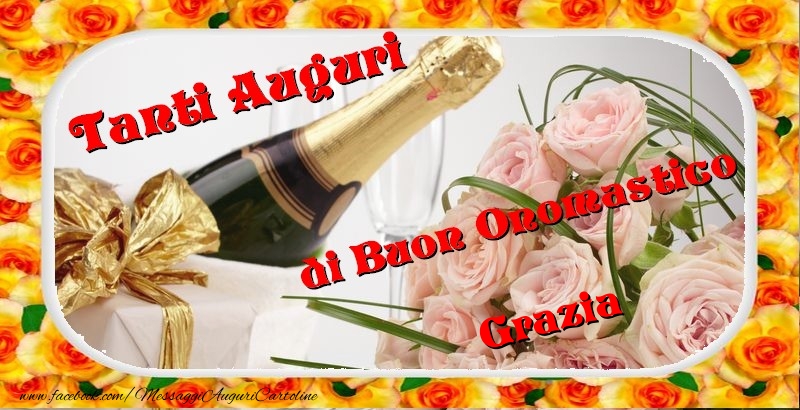 Buon onomastico, Grazia - Cartoline onomastico con mazzo di fiori