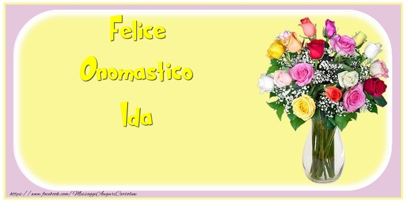 Felice Onomastico Ida - Cartoline onomastico con mazzo di fiori