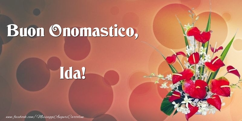 Buon Onomastico, Ida - Cartoline onomastico con mazzo di fiori