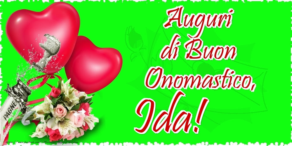 Auguri di Buon Onomastico, Ida - Cartoline onomastico con il cuore