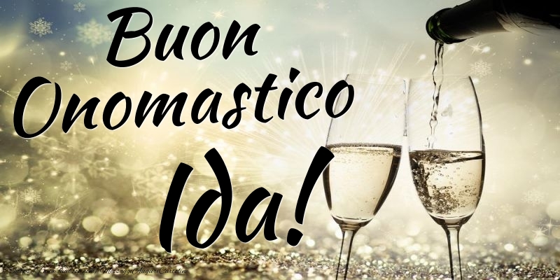 Buon Onomastico Ida - Cartoline onomastico con champagne