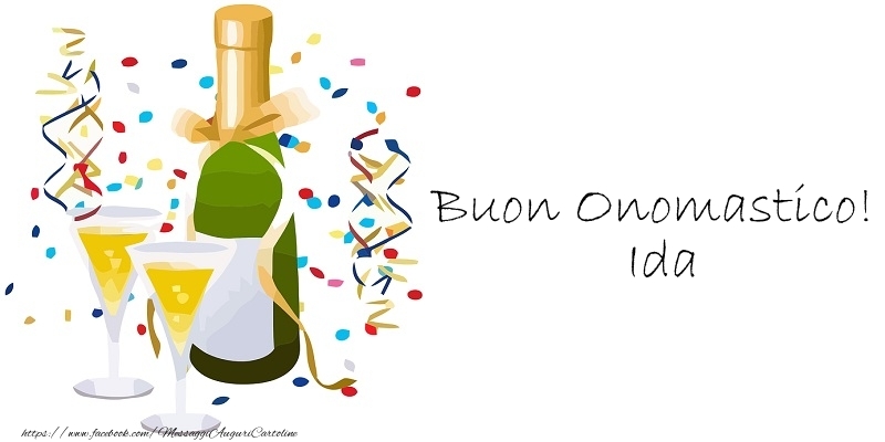 Buon Onomastico! Ida - Cartoline onomastico con champagne