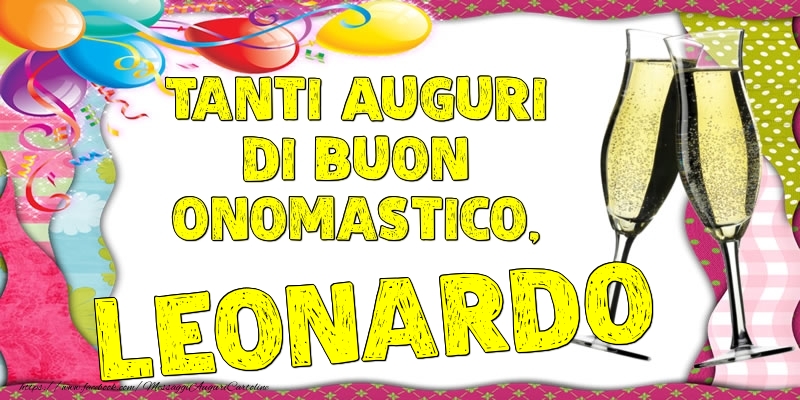 Tanti Auguri di Buon Onomastico, Leonardo - Cartoline onomastico con palloncini