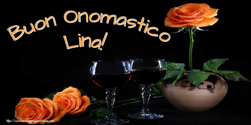 Buon Onomastico Lina! - Cartoline onomastico con champagne