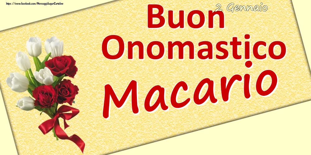 2 Gennaio: Buon Onomastico Macario - Cartoline onomastico