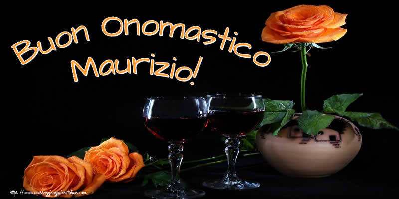 Buon Onomastico Maurizio! - Cartoline onomastico con champagne