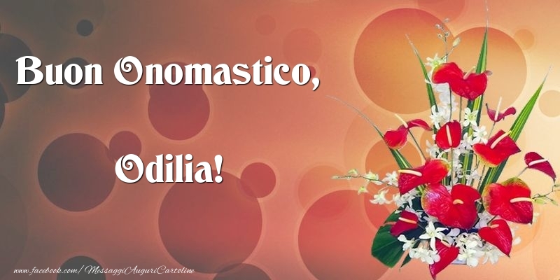 Buon Onomastico, Odilia - Cartoline onomastico con mazzo di fiori