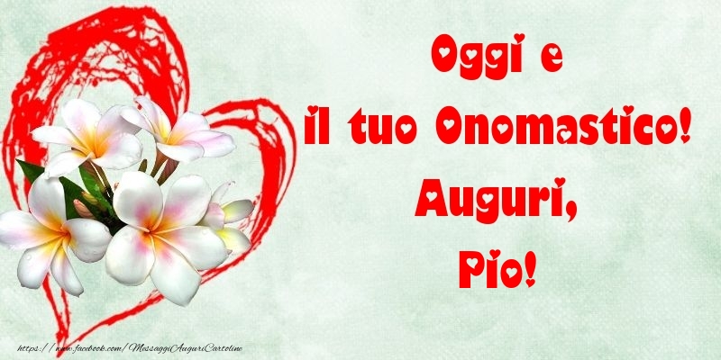 Oggi e il tuo Onomastico! Auguri, Pio - Cartoline onomastico con fiori