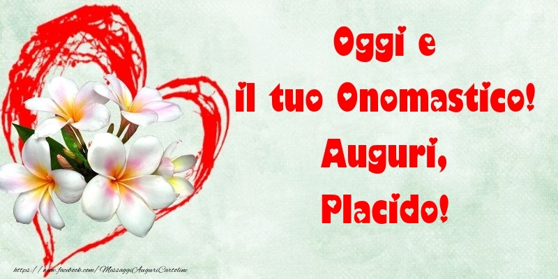 Oggi e il tuo Onomastico! Auguri, Placido - Cartoline onomastico con fiori