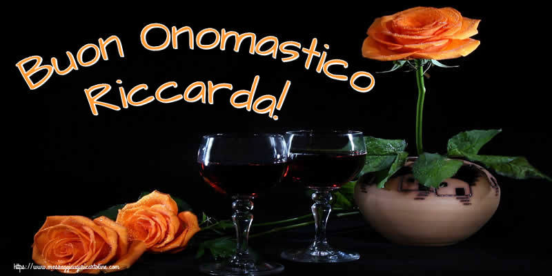 Buon Onomastico Riccarda! - Cartoline onomastico con champagne