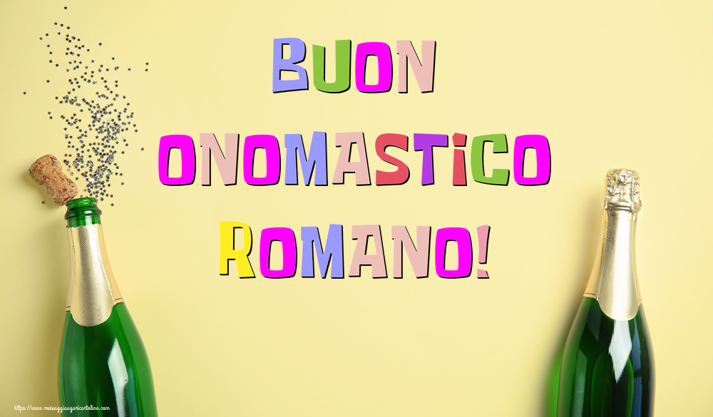 Buon Onomastico Romano! - Cartoline onomastico con champagne