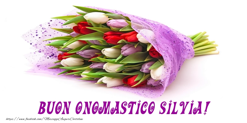 Buon Onomastico Silvia! - Cartoline onomastico con mazzo di fiori