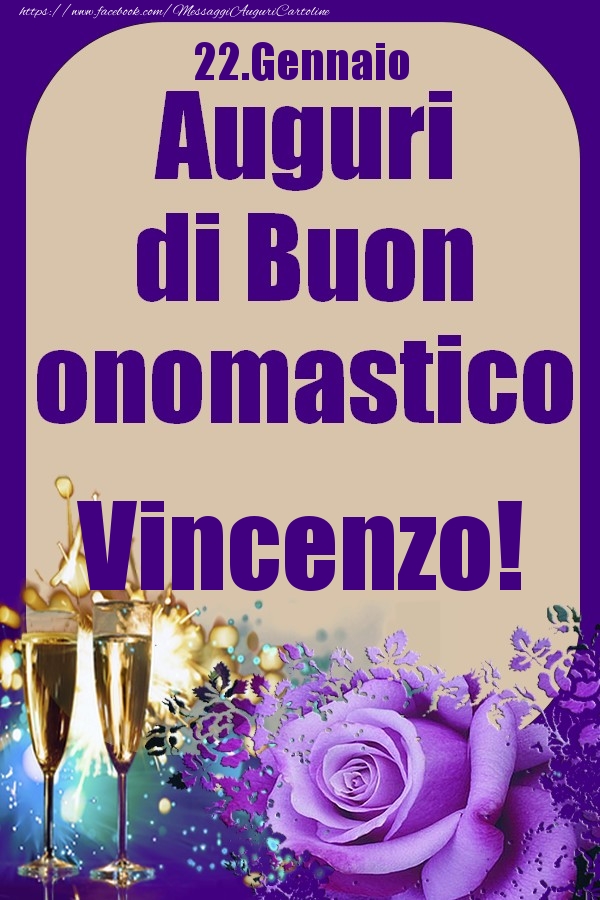 22.Gennaio - Auguri di Buon Onomastico  Vincenzo! - Cartoline onomastico