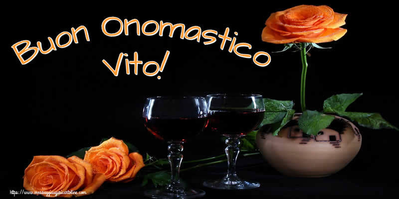 Buon Onomastico Vito! - Cartoline onomastico con champagne